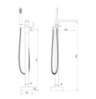 Напольный смеситель для ванны Wonzon & Woghand Fit WW-88649009-CR хром